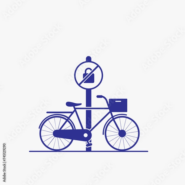 Fototapeta Bicycle parking icon with blue color