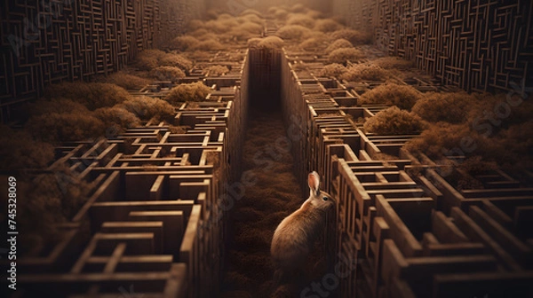 Fototapeta A rabbit in a maze