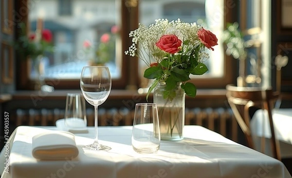 Fototapeta Simple tablecloths. table setting. cafe