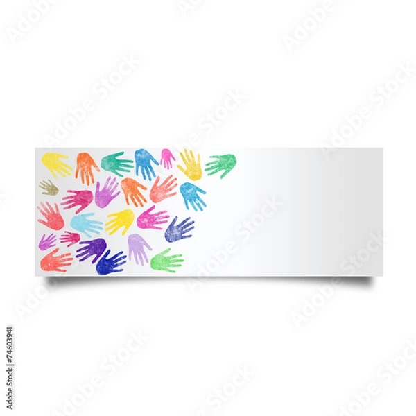 Fototapeta Colorful handprint greeting card