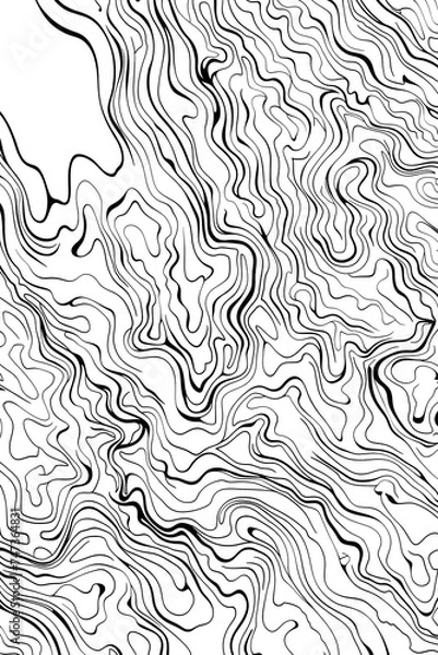 Fototapeta Abstract Black and White Wavy Lines Drawing, coloring page