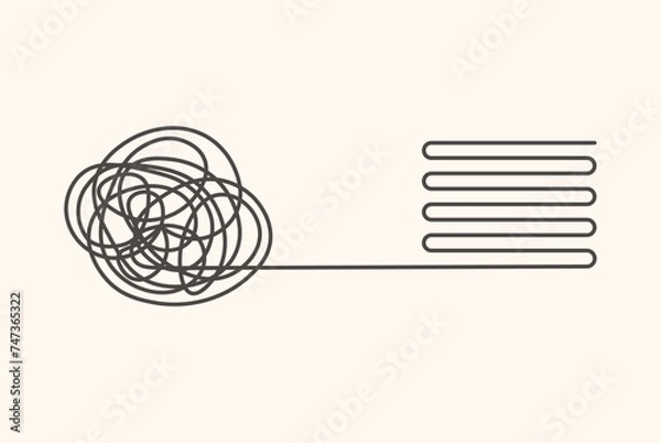 Fototapeta Concept of psychotherapy process. The mess of emotion is transformed into the order of emotion. Flat style vector illustration