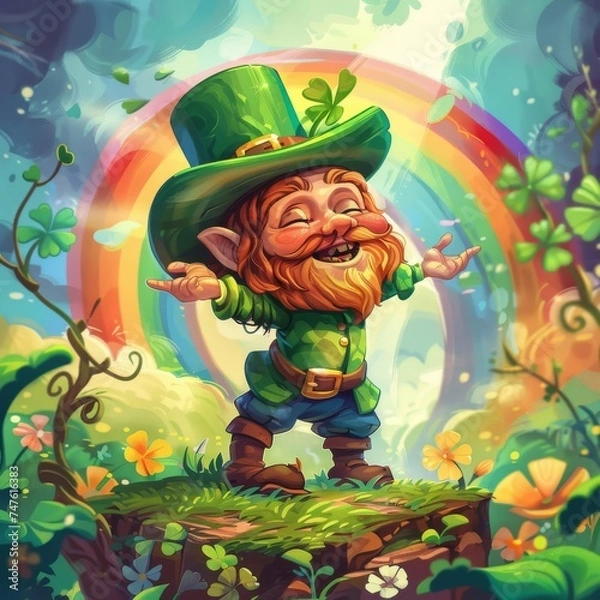 Fototapeta Green parade, leprechauns, shamrocks, celebration