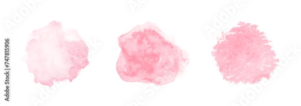 Fototapeta Abstract pink watercolor water splash set on a white background. Vector watercolour texture in rose color. Ink paint brush stain. Pink soft light blot. Watercolor pastel splash