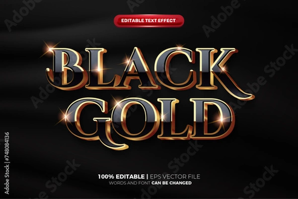 Fototapeta Super Luxury Black Gold 3d Editable Text Effect Template