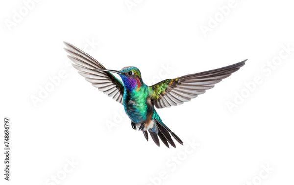 Fototapeta The Graceful Flight of a Hummingbird on white background