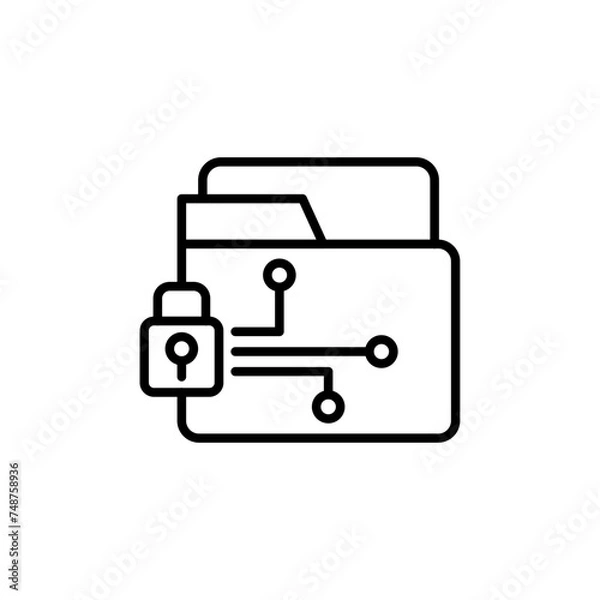 Fototapeta Folder security outline icons, minimalist vector illustration ,simple transparent graphic element .Isolated on white background