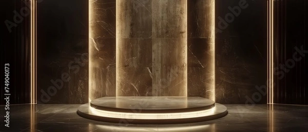 Fototapeta Marble Pedestal in Dark Room