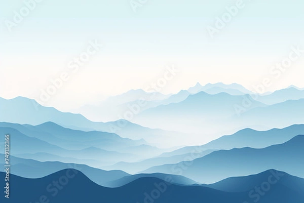 Fototapeta Chinese painting with a minimalist blue style and a thousand miles of rivers and mountains