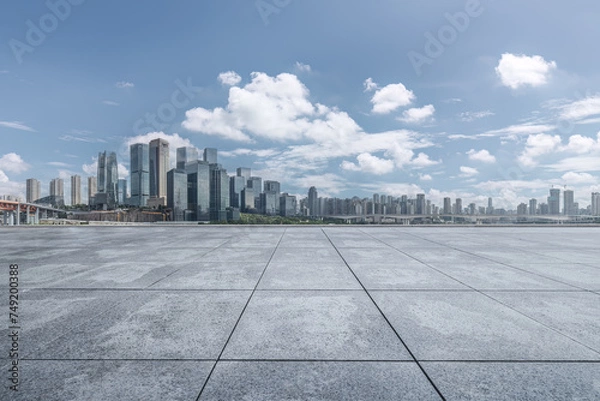 Fototapeta Empty square platform and commercial building background