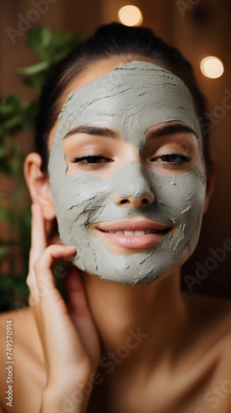 Fototapeta A close-up shot of a person making their own natural face mask is DIY skincare. Generative AI