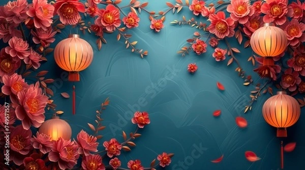 Fototapeta Celebration Spring Flowers Chinese Styleflat design