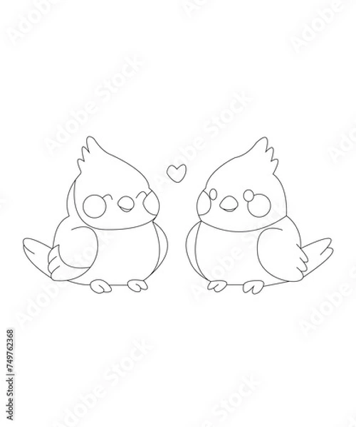 Fototapeta Love birds coloring page for kids