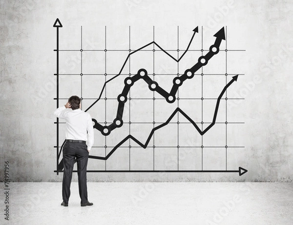 Fototapeta businessman looking to chart