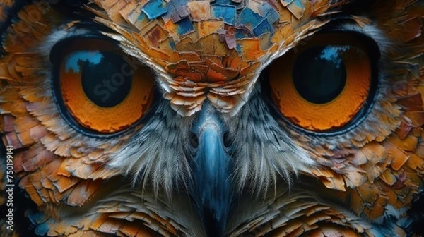 Fototapeta  a close - up of an owl's face 