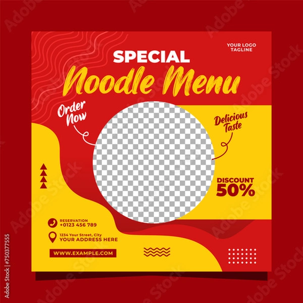 Fototapeta Special noodle menu social media banner post vector template