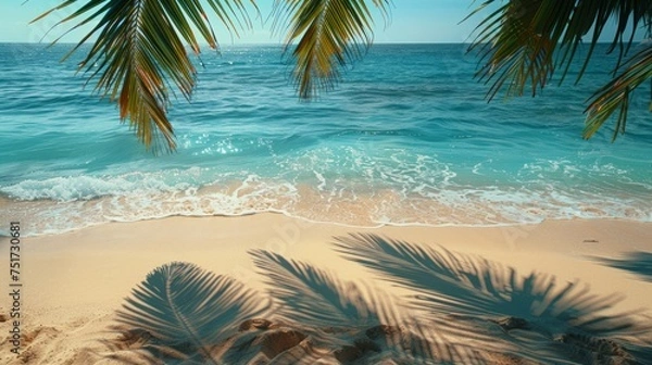 Fototapeta Palm Tree Shadow on Beach