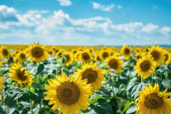 Fototapeta Radiant Sunflower Haven under Clear Blue Sky, AI Generative
