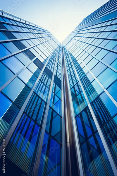 Fototapeta modern glass silhouettes of skyscrapers. Business building