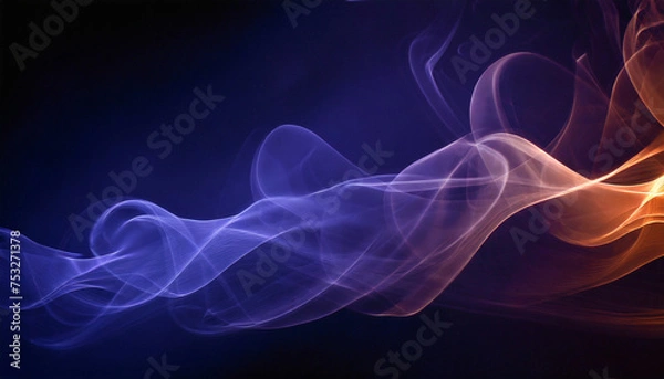 Fototapeta Motion color explosion smoke, orange and blue color fluid splash vapor cloud on black