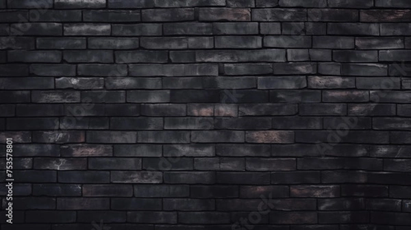 Fototapeta Aged brick wall in black color, close up, background with free space