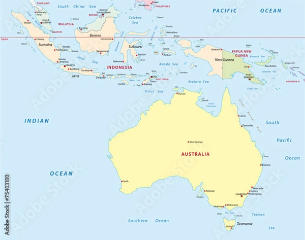 Fototapeta Indonezja, Australia, Papua Nowa Gwinea Mapa