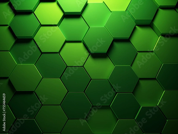 Fototapeta Hexagonal green tiles, forming a geometric pattern