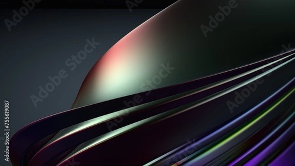 Fototapeta Metal Wave-like Plate Rainbow Reflection Luxury Delicate Elegant Modern 3D Rendering Abstract Background