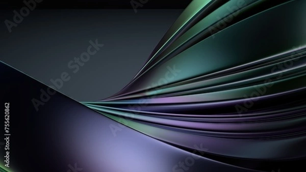 Fototapeta Metal Wave-like Plate Rainbow Reflection Luxury Contemporary Elegant Modern 3D Rendering Abstract Background