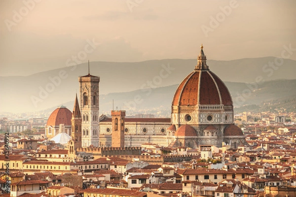 Fototapeta Picturesque view of Florence from Michelangelo Square, Italy