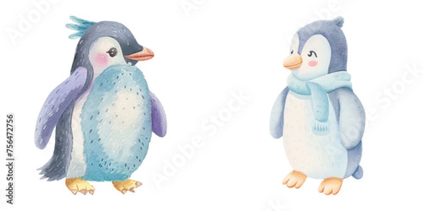 Fototapeta cute penguin watercolour vector illustration 