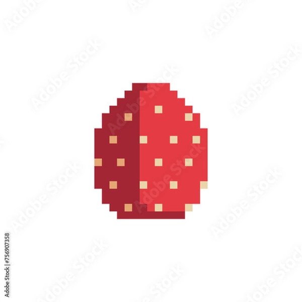 Fototapeta Happy Easter egg greeting card spring holiday. Pixel art. Isolated vector illustration. Element design for stickers, logo, embroidery, mobile app. Video game assets.