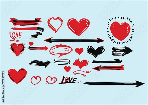 Fototapeta "Heart Symbols Art Collection: Expressive Illustrations for Creative Projects"