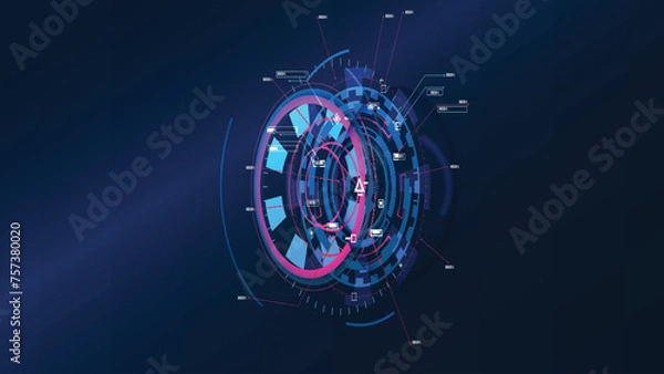 Fototapeta Vector editable, Sci-fi Futuristic UI FUI abstract circular element design, GUI design, Circular Machine elements