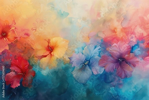 Fototapeta Abstract art of soft pastels and vibrant blooms to symbolize new beginnings