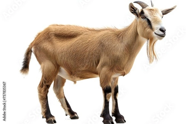 Fototapeta Goat isolated on white background Generative Ai 