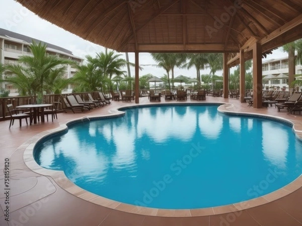 Fototapeta Style Pool in The Resort Generative AI