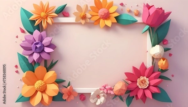 Fototapeta Floral Elegance: Craft an Enchanting Border of Flowers, Allowing Your Custom Text or Imagery to Take Center Stage in Style and Beauty