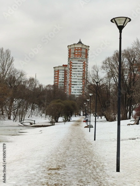 Fototapeta Winter in the city park