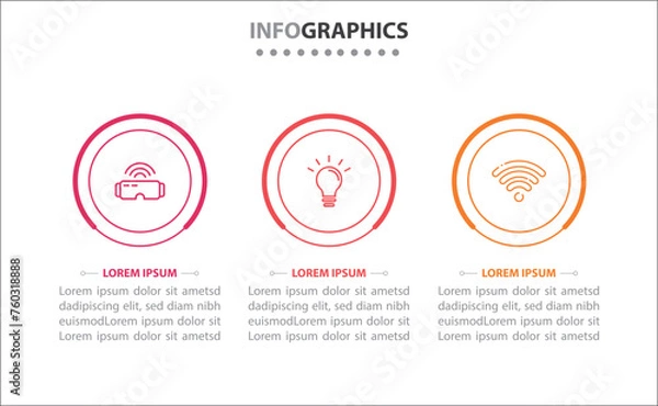 Fototapeta Vector business template for presentation. Timeline infographic design element and number options. Business concept with 3 steps. Can be used for workflow layout, diagram, annual report, web design.