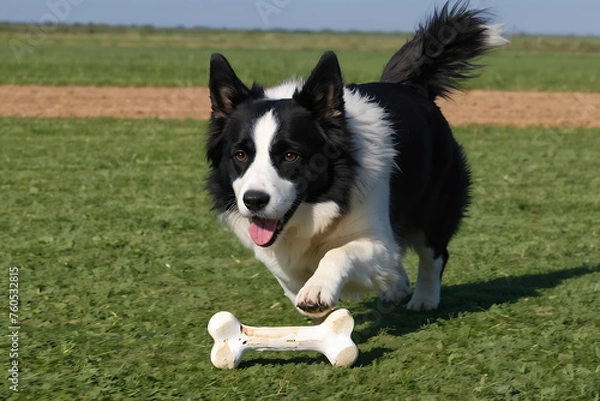 Fototapeta a dog with a bone in it Genarative AI