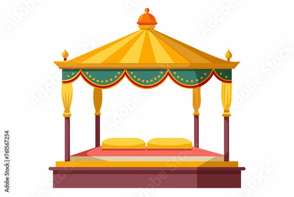 Fototapeta  Sovereign Canopy Bed. flat style. Isolated on white background Vector illustration