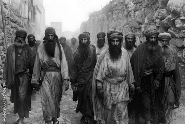 Fototapeta Jewish Men in the Street. Biblical Event