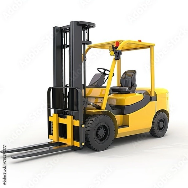 Fototapeta Yellow Forklift isolated on a white background