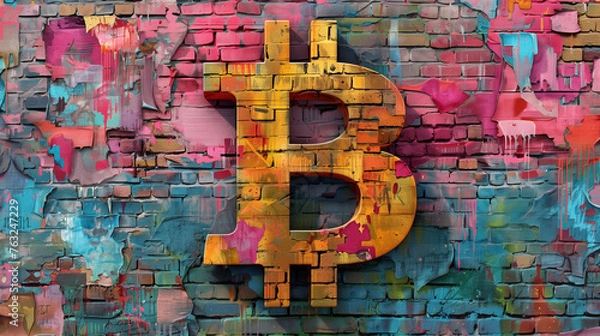 Obraz bitcoin graffiti on the wall