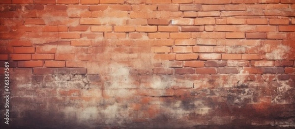 Fototapeta Close up of brick wall with red fire hydrant