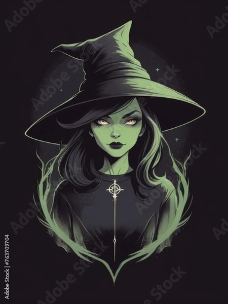 Fototapeta witch flat art illustration for t-shirt design