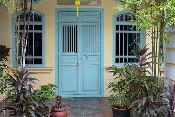 Fototapeta Chinese merchant house in the old disrict of George Town, Penang, Malaysia, Asia