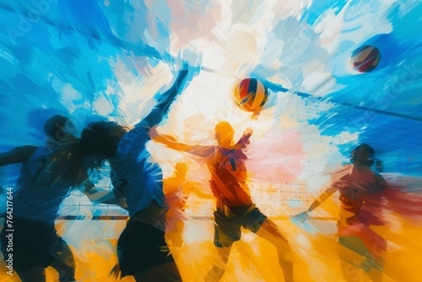 Fototapeta A Group of People Playing a Game of Basketball, An abstract representation of the energy and intensity in a boxing ring, AI Generated