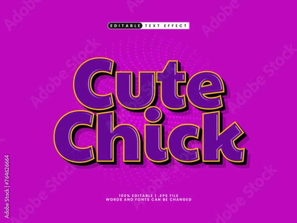 Fototapeta cute chick editable text effect